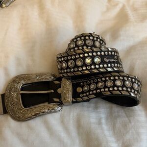 Kippys black Studded Belt with Silver Buckle 34